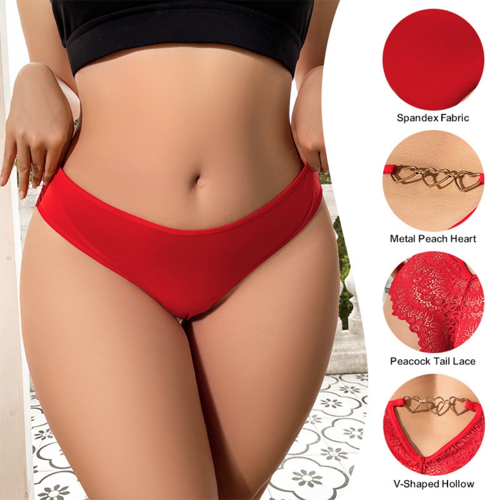 Picture of Elegant Black Lace Thong with Heart-Shaped Detail